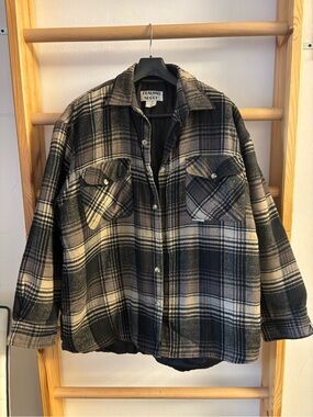 Claudio Nucci Black & Beige/Brown Plaid Shirt Jacket